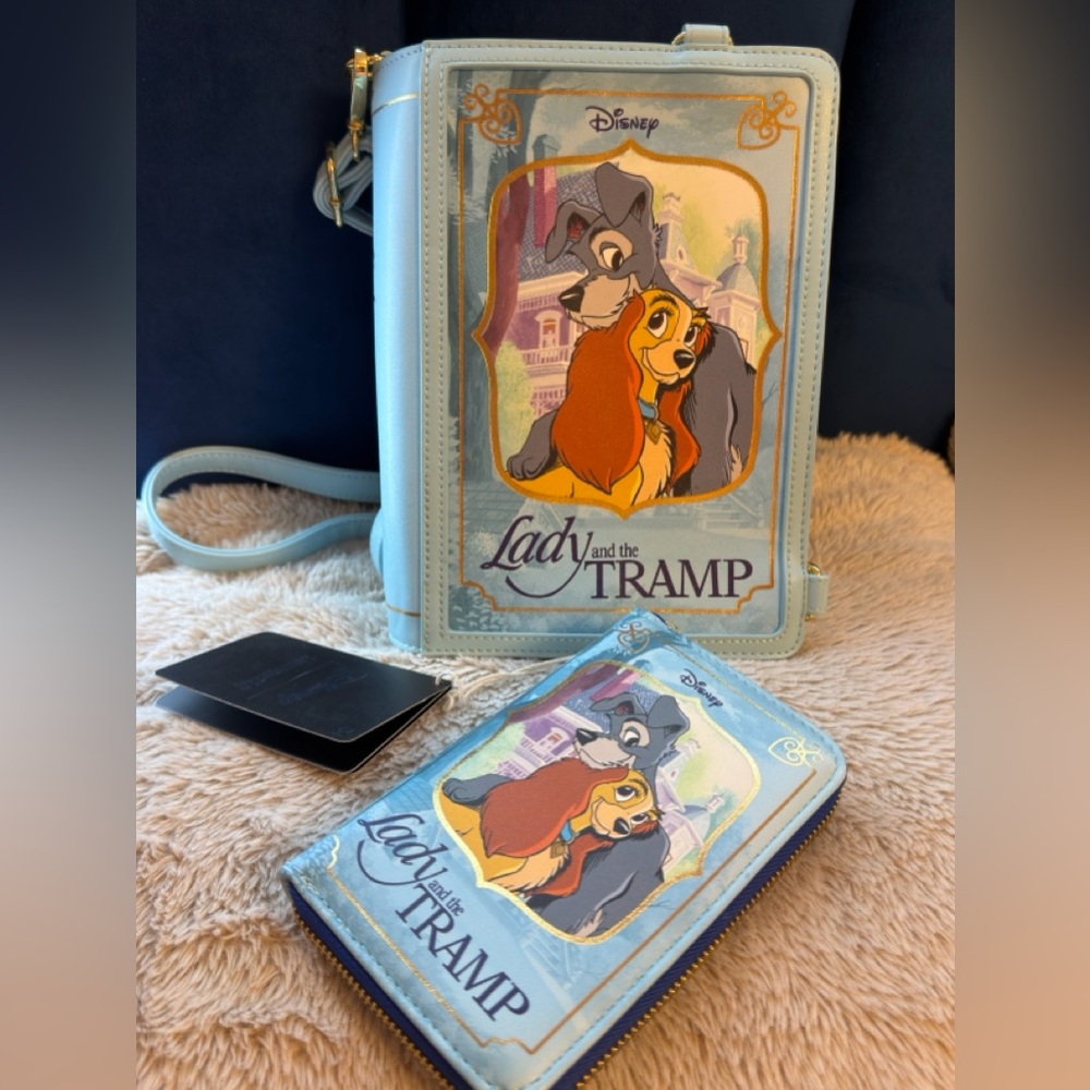 Lady and the Tramp Storybook Convertible Backpack & Crossbody Bag and wallet